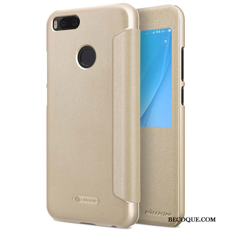 Mi A1 Coque Blanc Housse Ouvrir La Fenêtre Téléphone Portable Petit Dormance