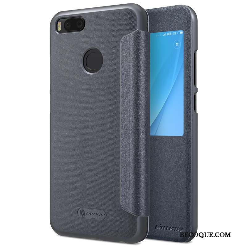 Mi A1 Coque Blanc Housse Ouvrir La Fenêtre Téléphone Portable Petit Dormance