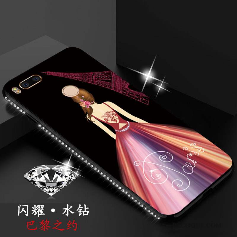 Mi A1 Coque De Téléphone Protection Rouge Nouveau Incruster Strass Tendance