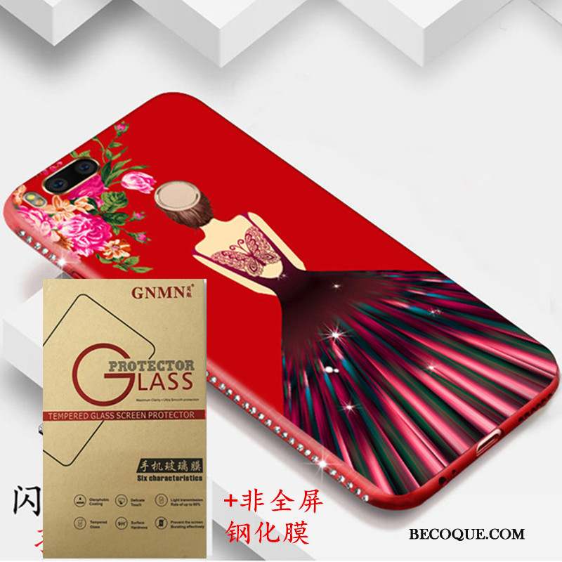 Mi A1 Coque De Téléphone Protection Rouge Nouveau Incruster Strass Tendance