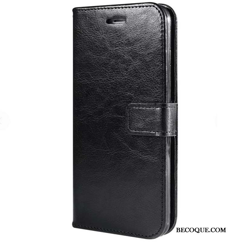 Mi A3 Coque Business Carte Fluide Doux Simple Noir Étui En Cuir