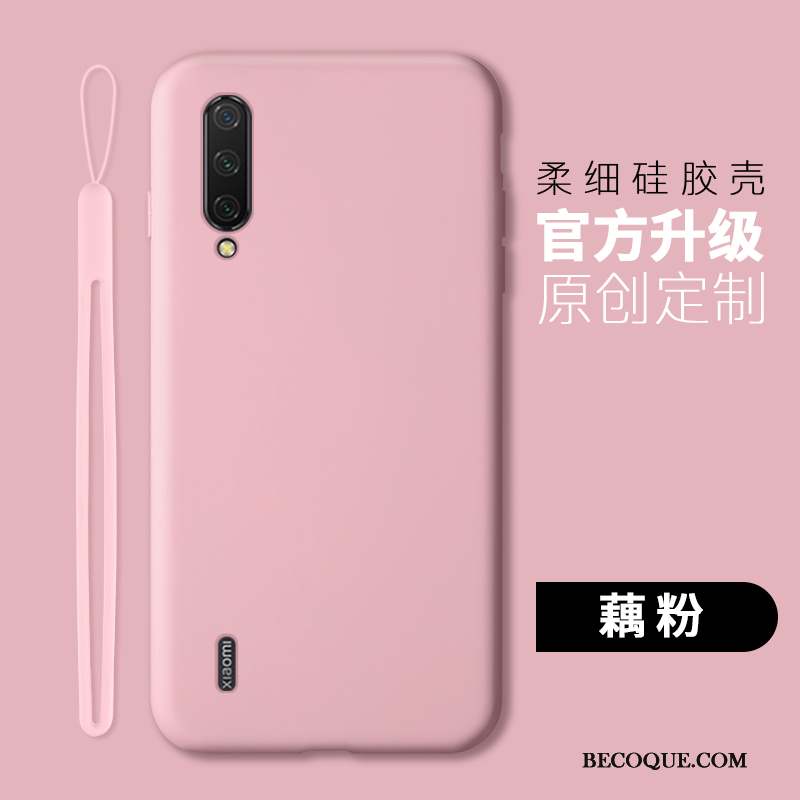 Mi A3 Coque Rose Pu Petit Simple Personnalité Silicone