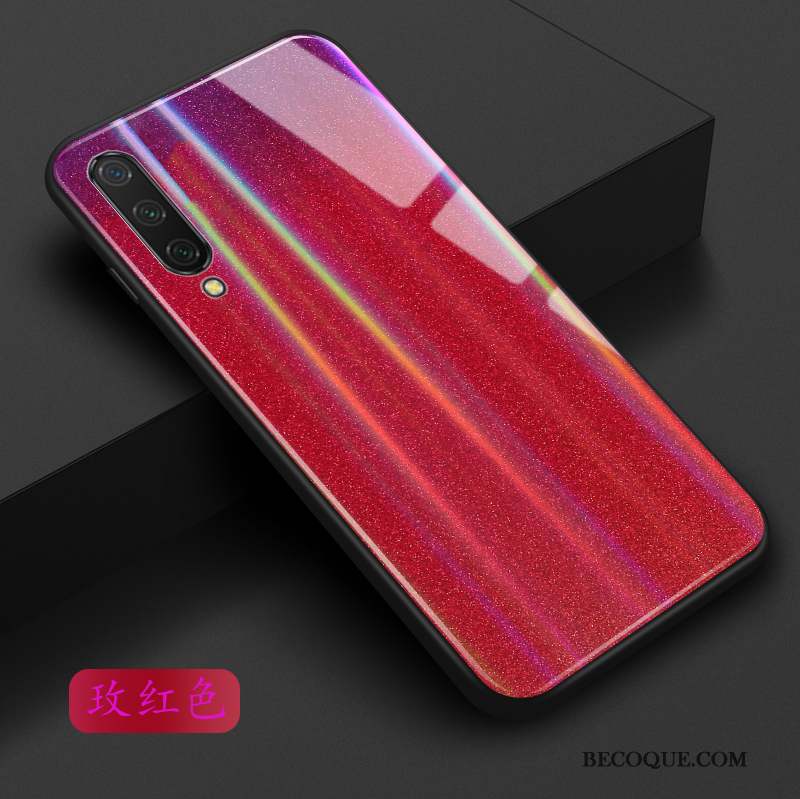 Mi A3 Incassable Rouge Coque Petit Verre Étui