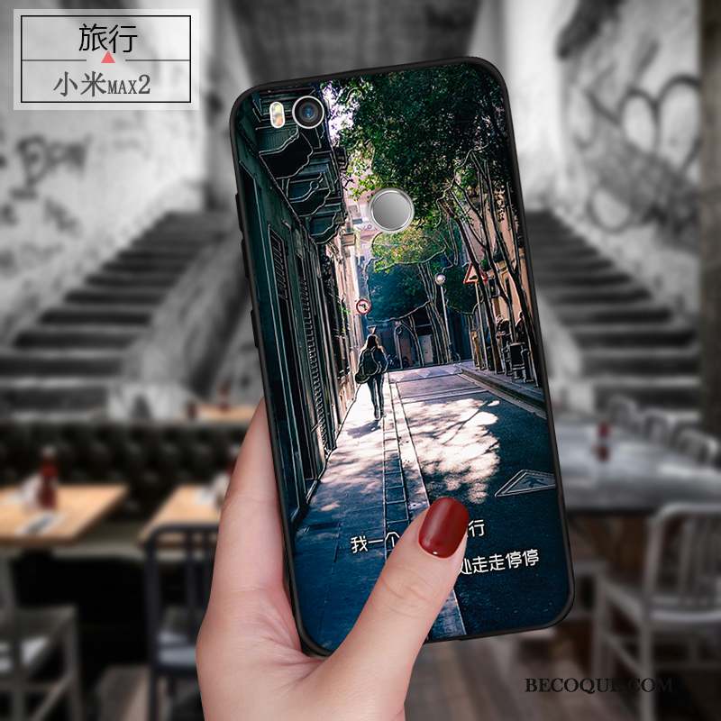 Mi Max 2 Coque Bleu Étui Protection Délavé En Daim Petit Incassable