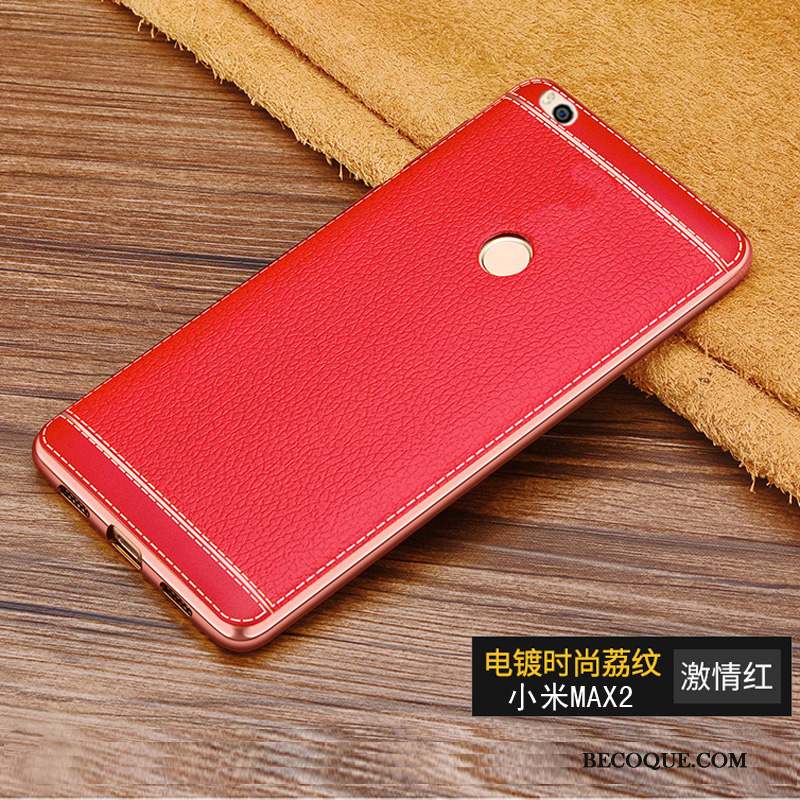 Mi Max 2 Coque Fluide Doux Marron Étui En Cuir Tout Compris Incassable Petit