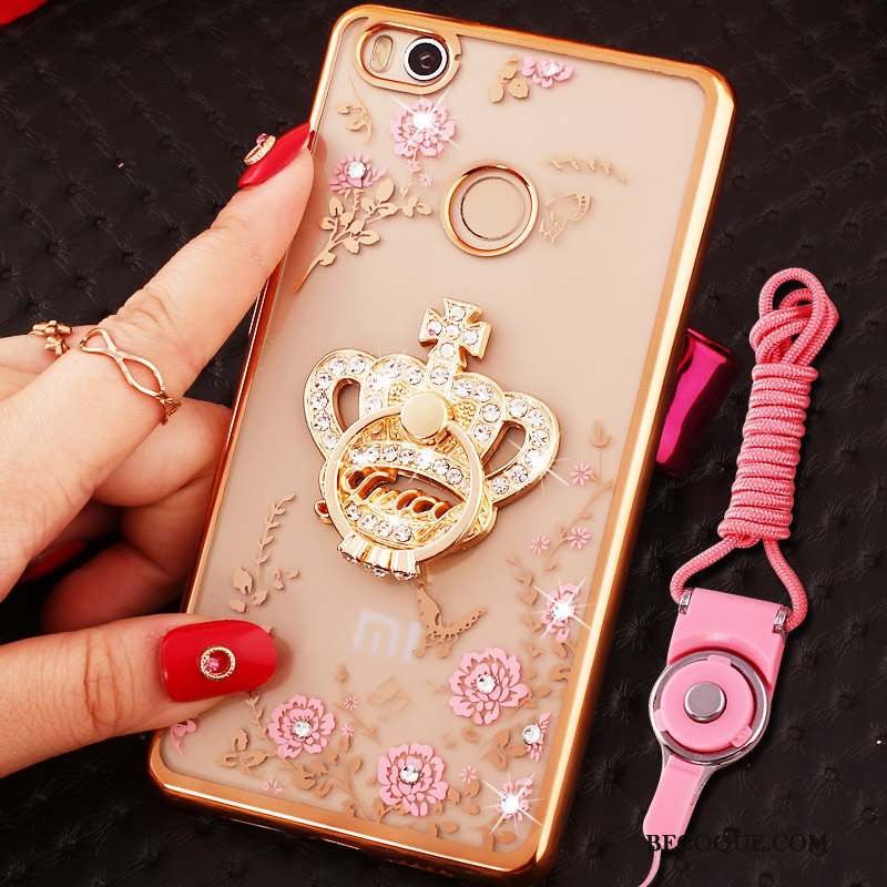 Mi Max 2 Coque Or Cou Suspendu Téléphone Portable Strass Petit Étui