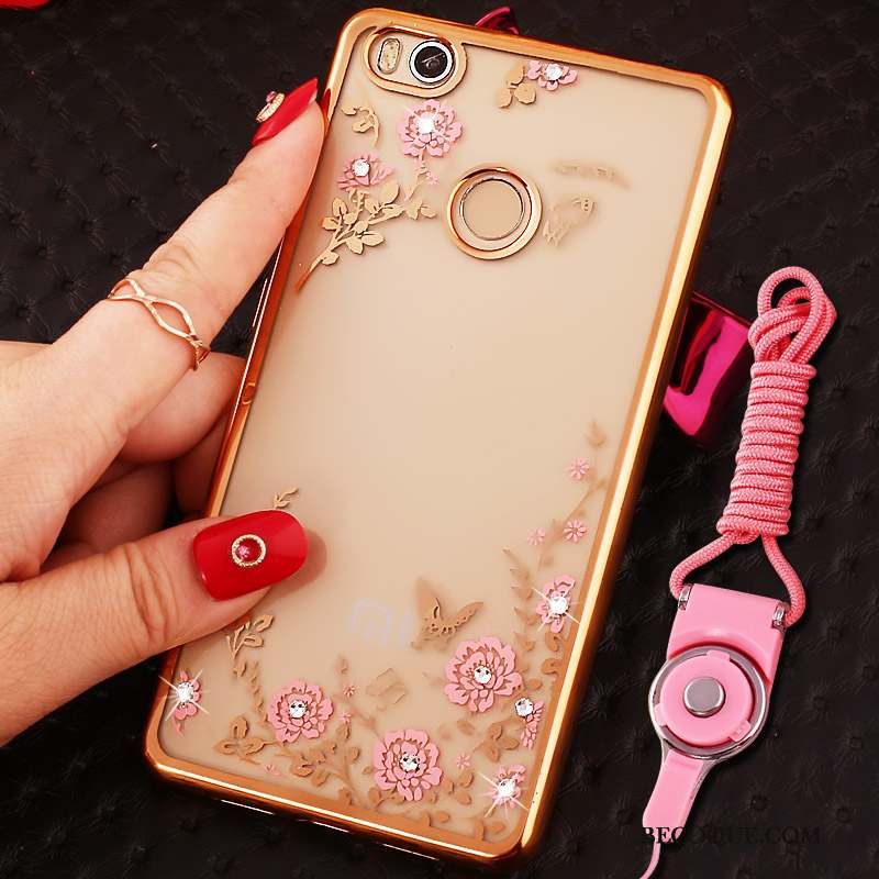 Mi Max 2 Coque Or Cou Suspendu Téléphone Portable Strass Petit Étui