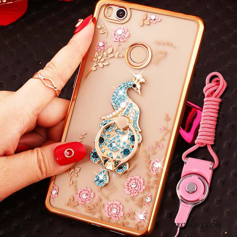 Mi Max 2 Coque Or Cou Suspendu Téléphone Portable Strass Petit Étui