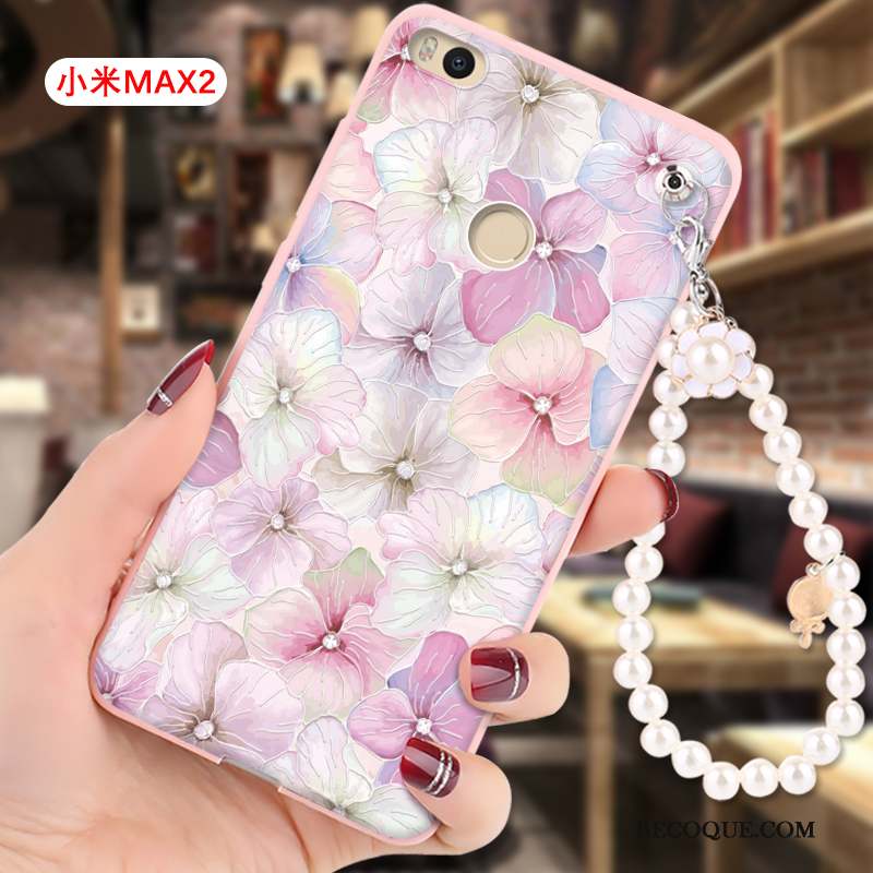 Mi Max 2 Dessin Animé Rose Petit Coque De Téléphone Gaufrage Étui