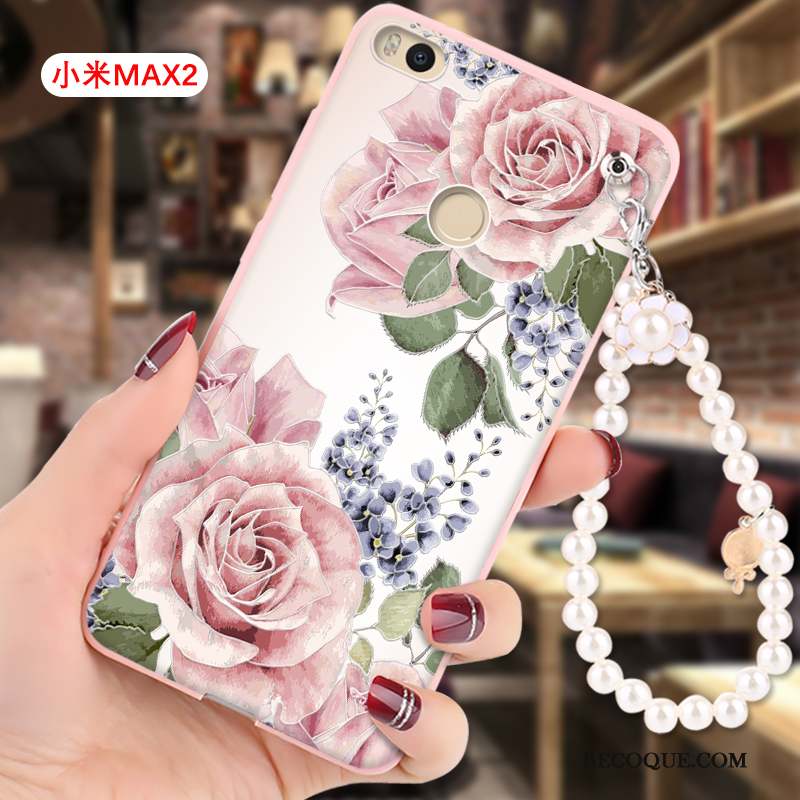 Mi Max 2 Dessin Animé Rose Petit Coque De Téléphone Gaufrage Étui