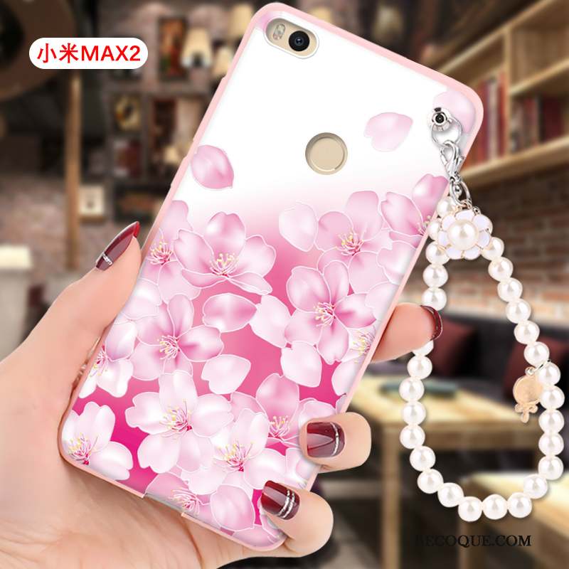 Mi Max 2 Dessin Animé Rose Petit Coque De Téléphone Gaufrage Étui