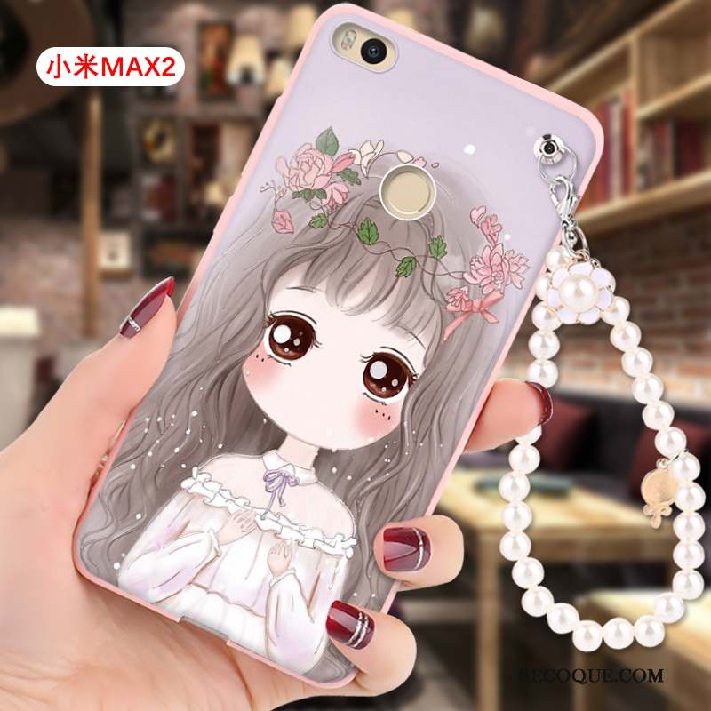 Mi Max 2 Dessin Animé Rose Petit Coque De Téléphone Gaufrage Étui