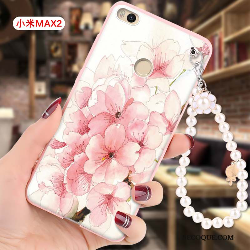 Mi Max 2 Dessin Animé Rose Petit Coque De Téléphone Gaufrage Étui