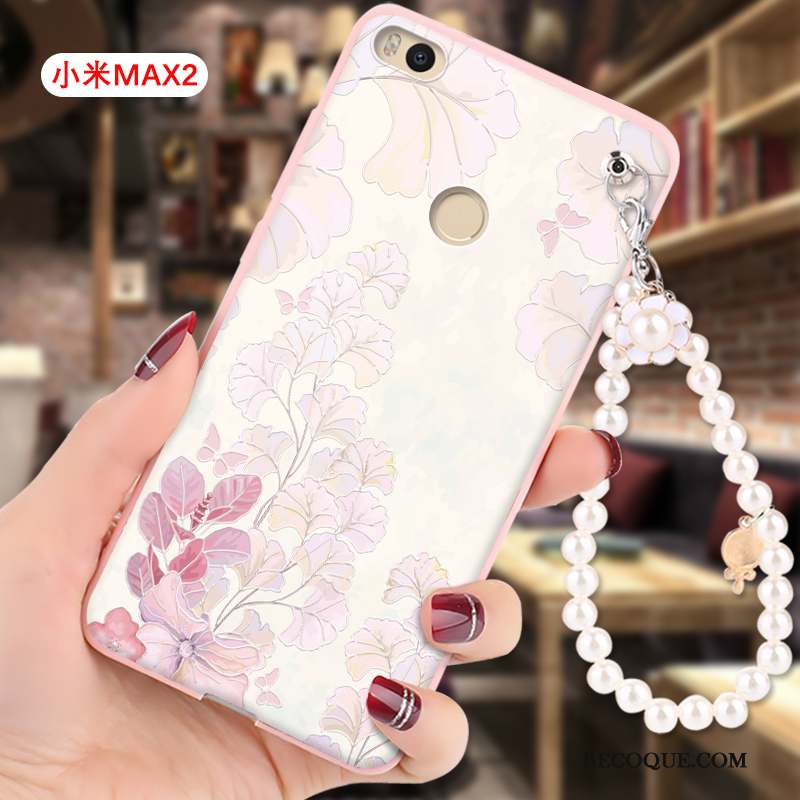 Mi Max 2 Dessin Animé Rose Petit Coque De Téléphone Gaufrage Étui