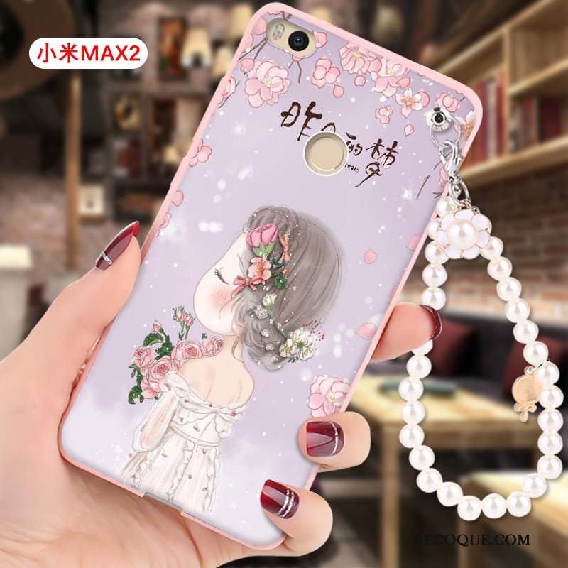 Mi Max 2 Dessin Animé Rose Petit Coque De Téléphone Gaufrage Étui