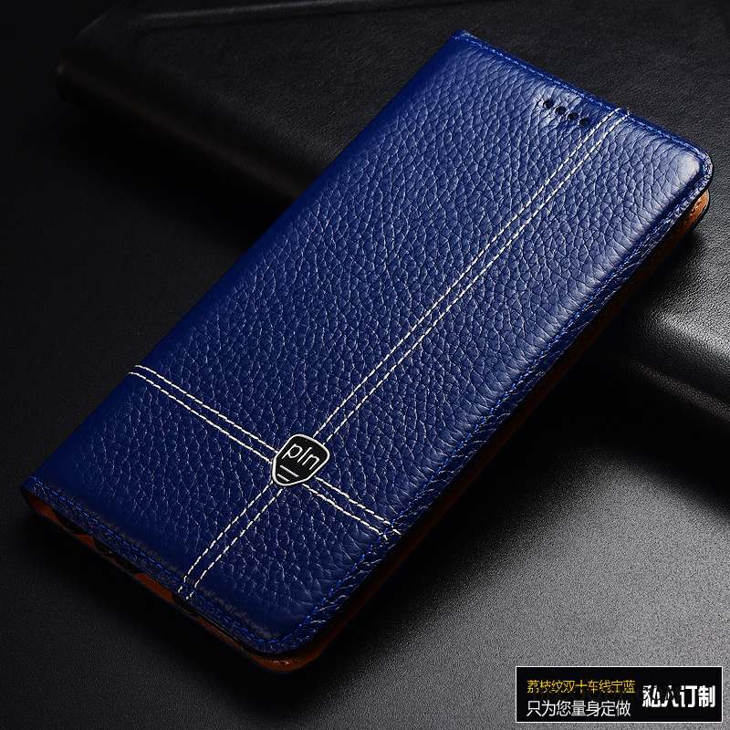 Mi Mix 2 Bleu Cuir Véritable Étui En Cuir Petit Téléphone Portable Coque De Téléphone