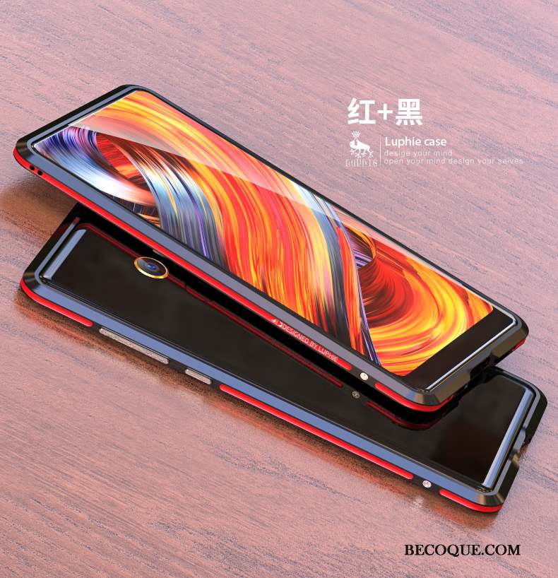 Mi Mix 2 Border Couvercle Arrière Métal Protection Violet Coque