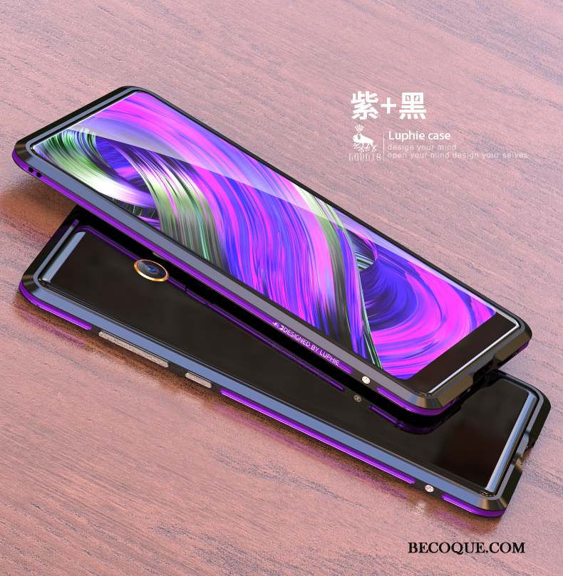 Mi Mix 2 Border Couvercle Arrière Métal Protection Violet Coque