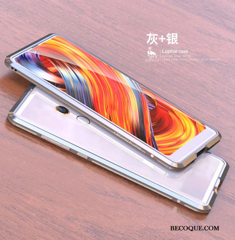 Mi Mix 2 Border Couvercle Arrière Métal Protection Violet Coque