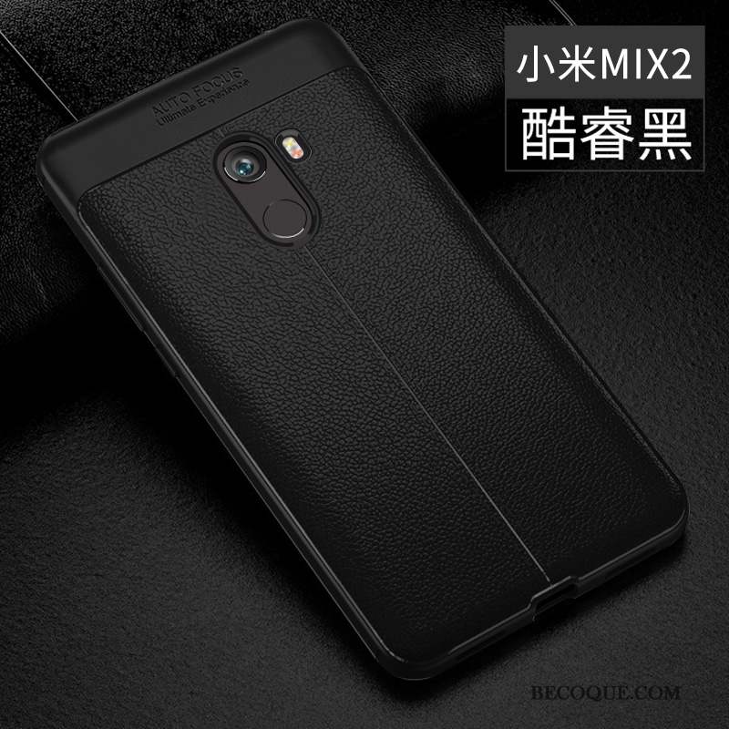 Mi Mix 2 Coque Cuir Fluide Doux Protection Gris Tendance Étui