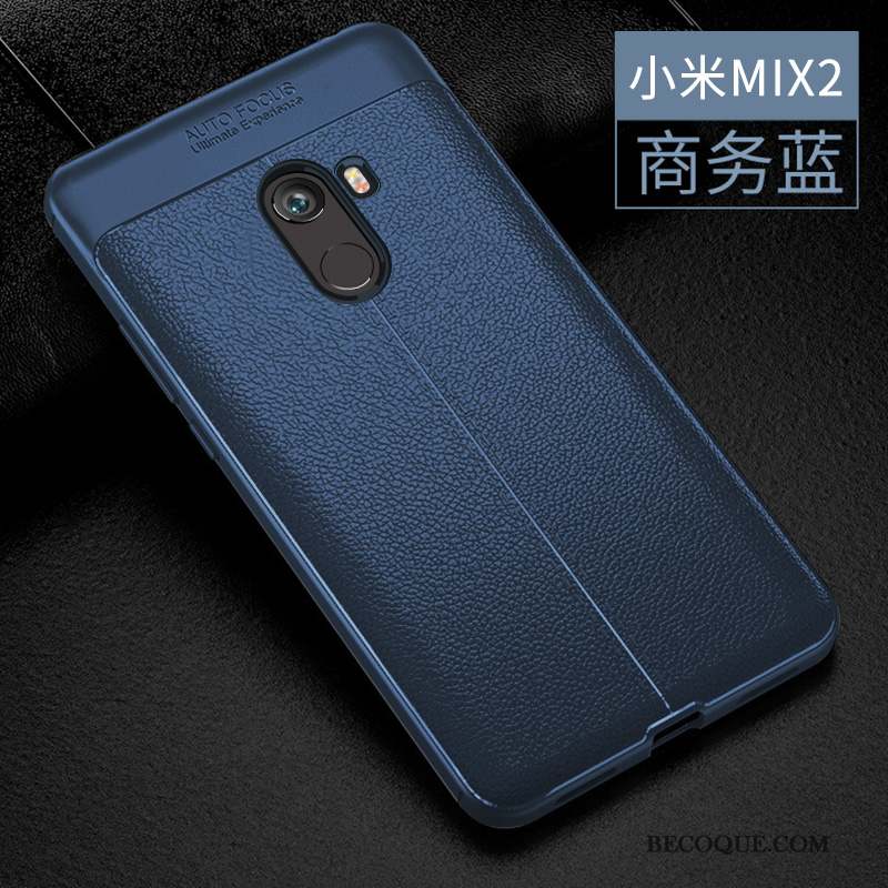 Mi Mix 2 Coque Cuir Fluide Doux Protection Gris Tendance Étui