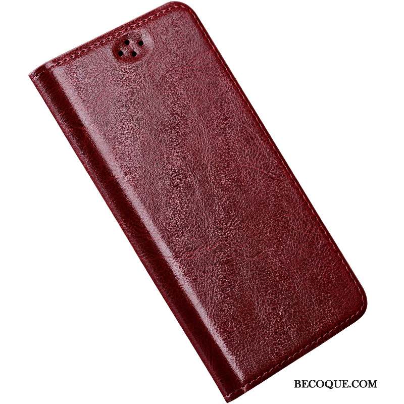 Mi Mix 2 Coque De Téléphone Protection Étui En Cuir Cuir Véritable Rouge Mince