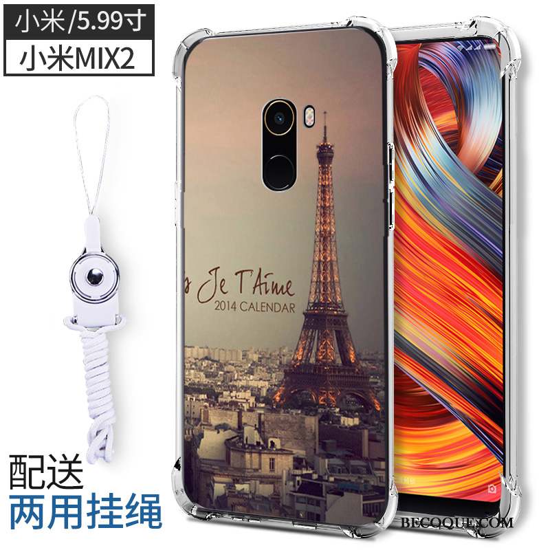 Mi Mix 2 Coque De Téléphone Silicone Petit Rouge Étui Transparent