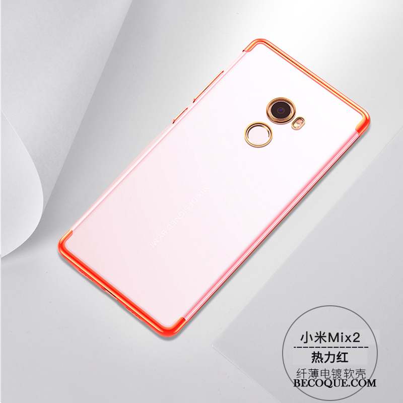 Mi Mix 2 Coque Mince Tout Compris Petit Fluide Doux Transparent Rouge