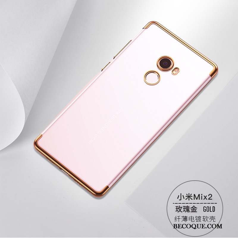 Mi Mix 2 Coque Mince Tout Compris Petit Fluide Doux Transparent Rouge