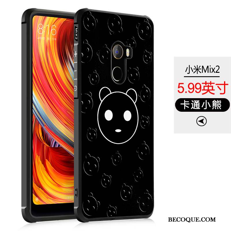 Mi Mix 2 Coque Noir Incassable Dessin Animé Protection Étui Tout Compris