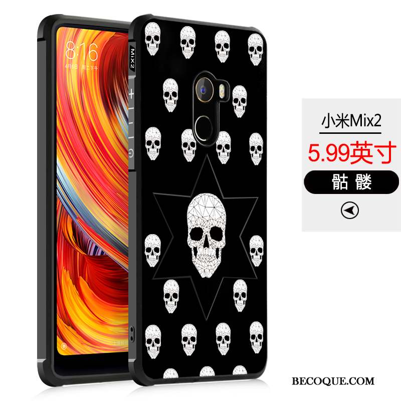 Mi Mix 2 Coque Noir Incassable Dessin Animé Protection Étui Tout Compris