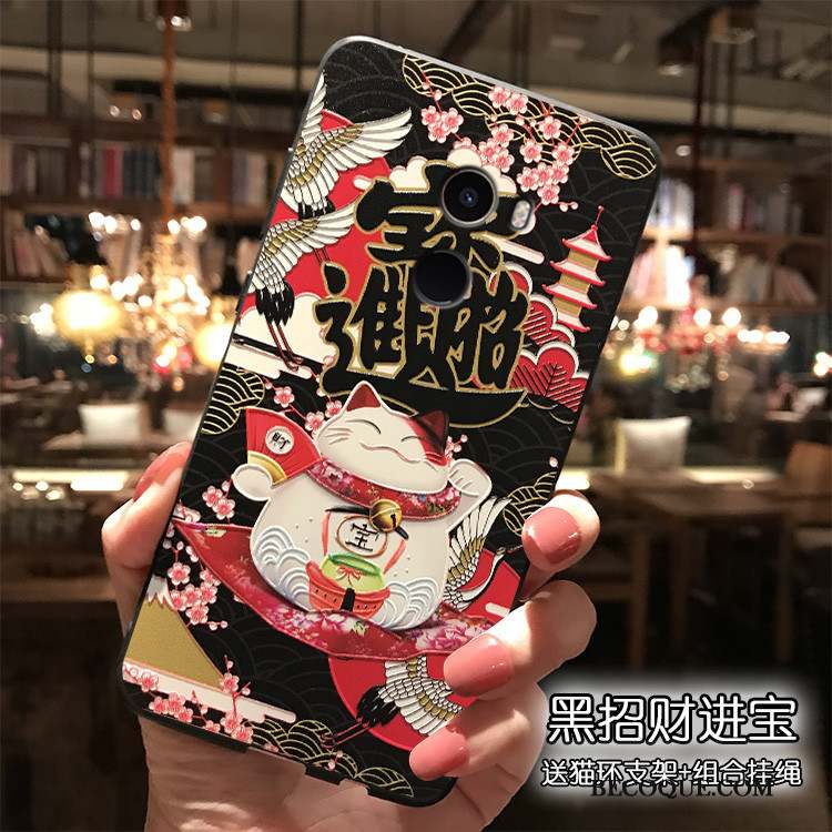 Mi Mix 2 Coque Noir Tout Compris Dessin Animé Ornements Suspendus Charmant Style Chinois