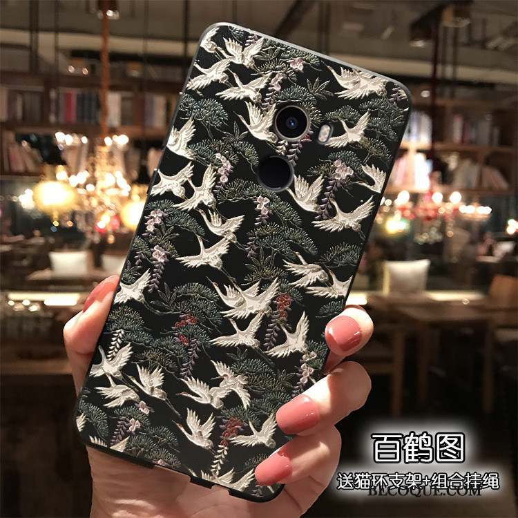 Mi Mix 2 Coque Noir Tout Compris Dessin Animé Ornements Suspendus Charmant Style Chinois