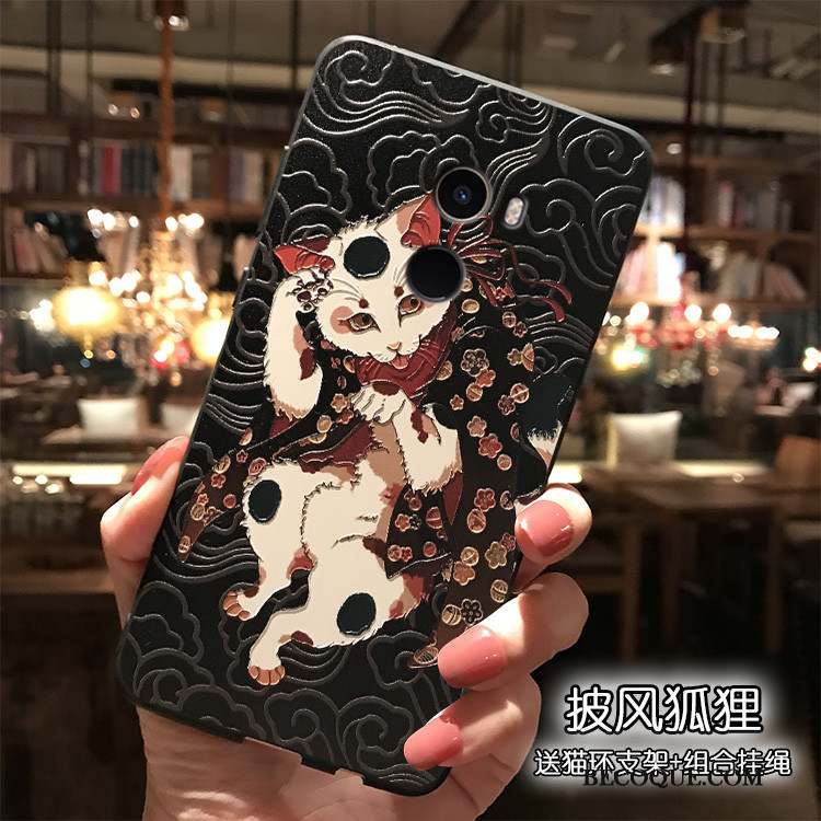 Mi Mix 2 Coque Noir Tout Compris Dessin Animé Ornements Suspendus Charmant Style Chinois