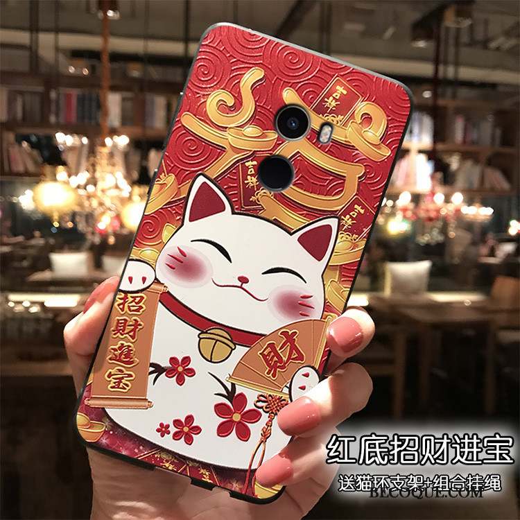 Mi Mix 2 Coque Noir Tout Compris Dessin Animé Ornements Suspendus Charmant Style Chinois