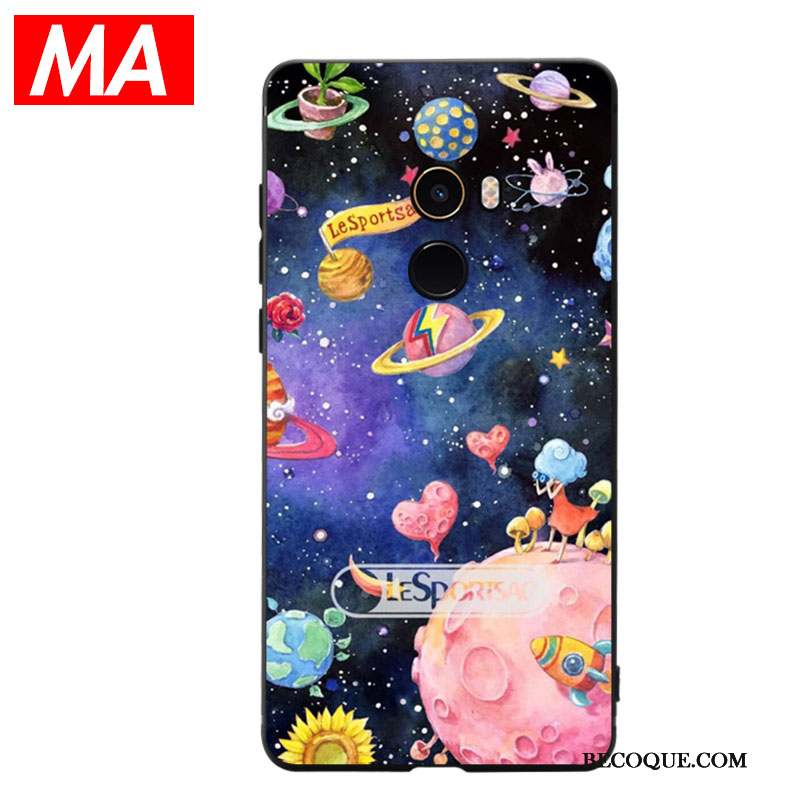 Mi Mix 2 Coque Petit Mode Personnalité Silicone Peinture À L'huile Fluide Doux