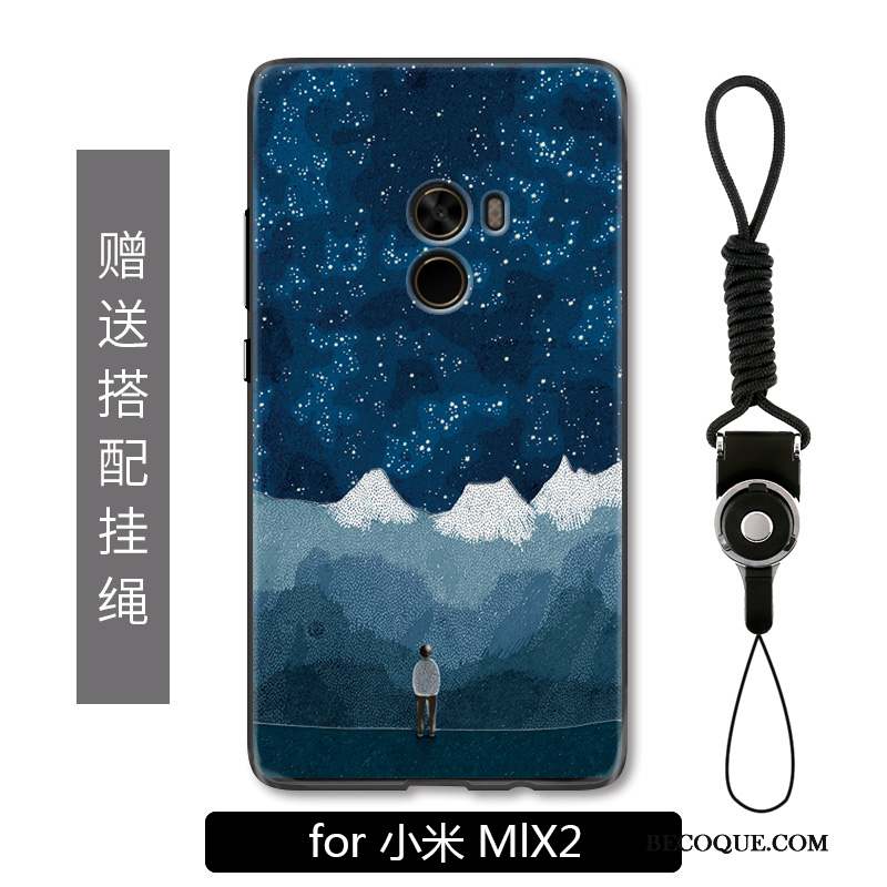 Mi Mix 2 Coque Protection Créatif Gaufrage Tout Compris Petit Bleu