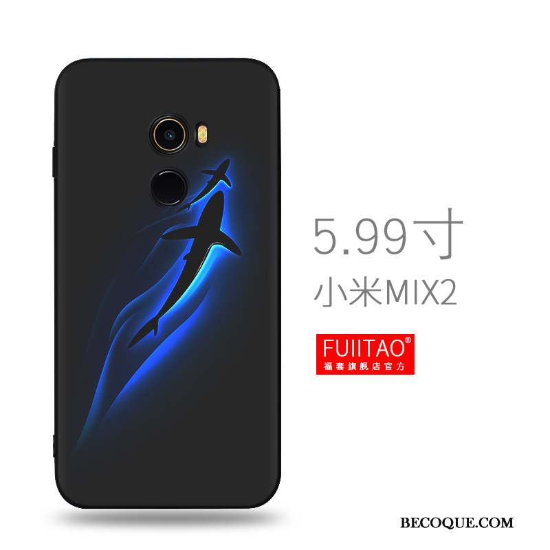 Mi Mix 2 Tendance Noir Coque Silicone Délavé En Daim Petit