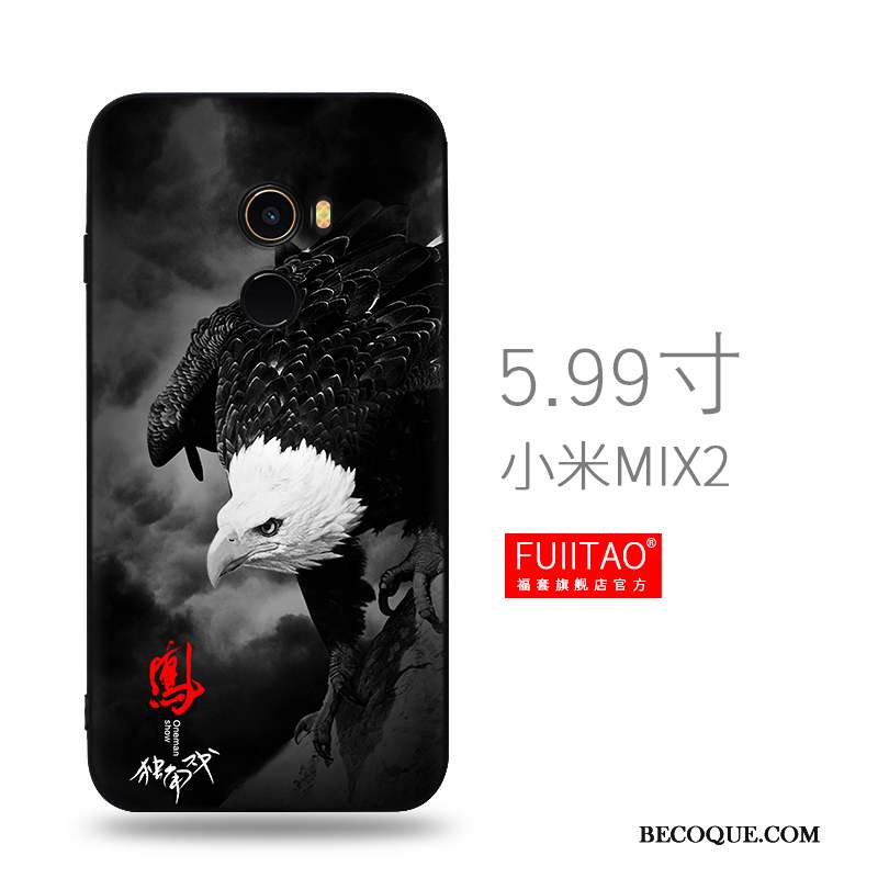 Mi Mix 2 Tendance Noir Coque Silicone Délavé En Daim Petit