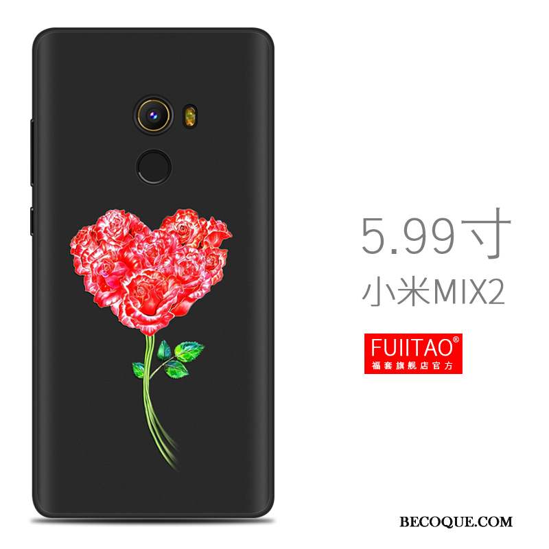 Mi Mix 2 Tendance Noir Coque Silicone Délavé En Daim Petit