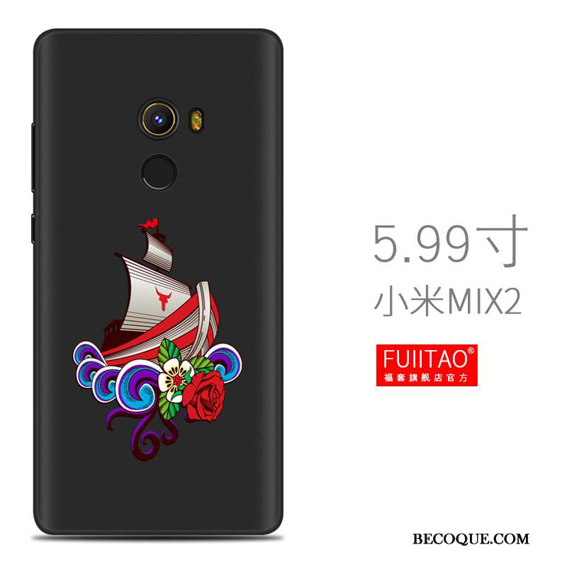 Mi Mix 2 Tendance Noir Coque Silicone Délavé En Daim Petit