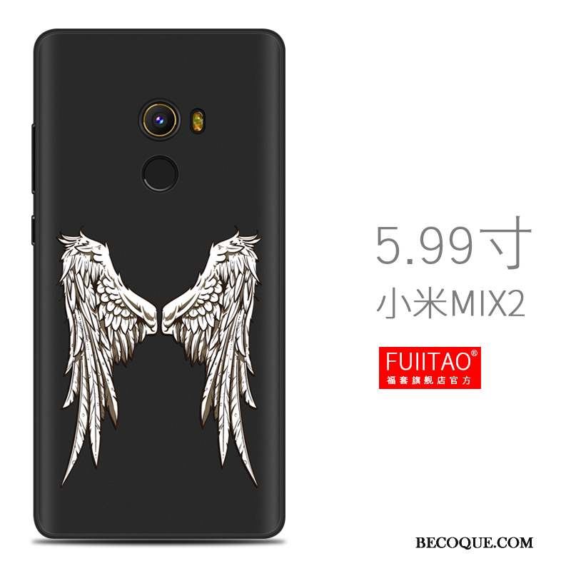 Mi Mix 2 Tendance Noir Coque Silicone Délavé En Daim Petit