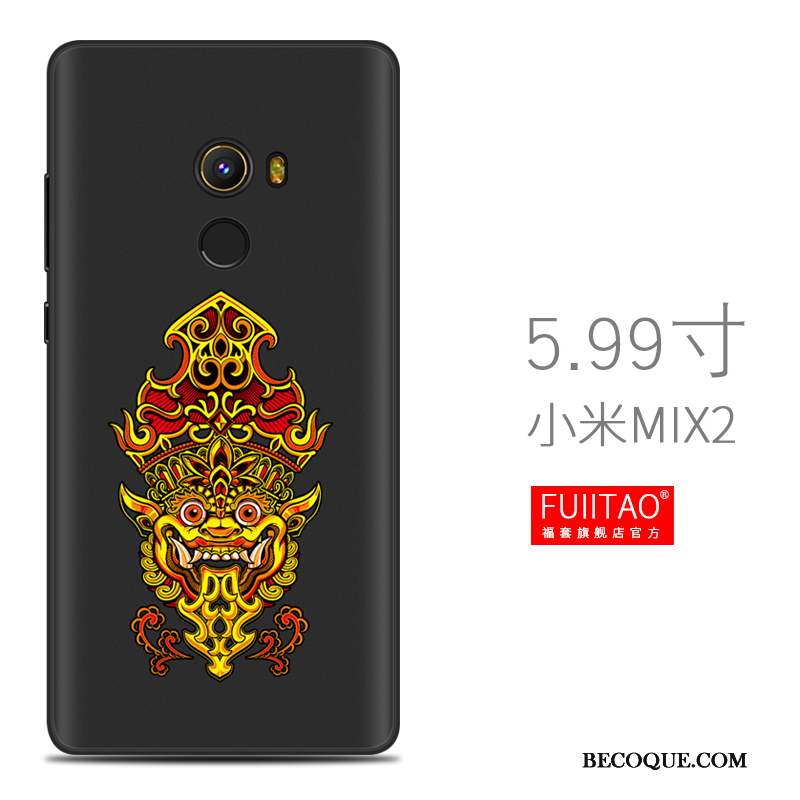 Mi Mix 2 Tendance Noir Coque Silicone Délavé En Daim Petit