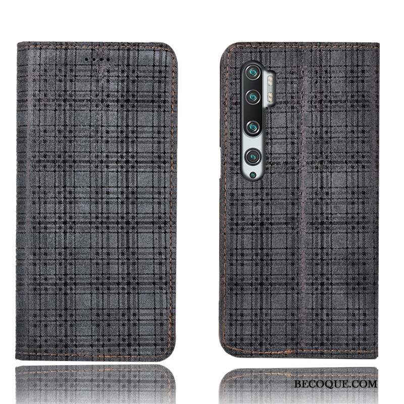 Mi Note 10 Coque De Téléphone Gris Velours Tout Compris Protection Modèle Fleurie