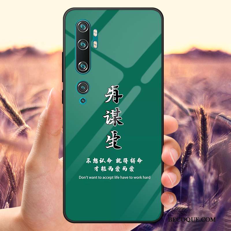 Mi Note 10 Coque Net Rouge Vert Personnalisé Amoureux Miroir Petit