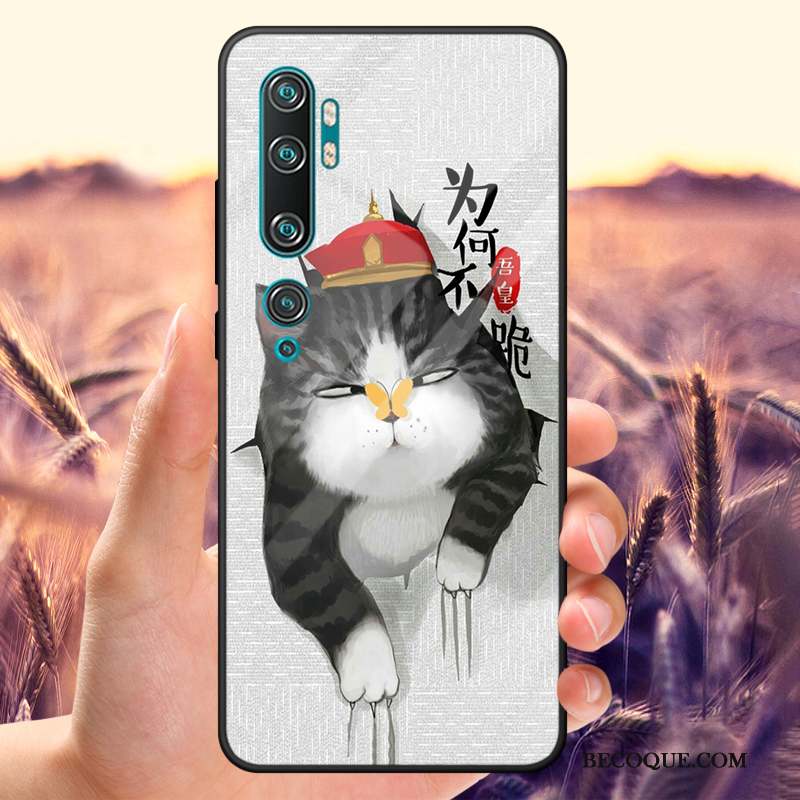 Mi Note 10 Coque Verre Trempé Petit Marque De Tendance Miroir Personnalisé Dessin Animé