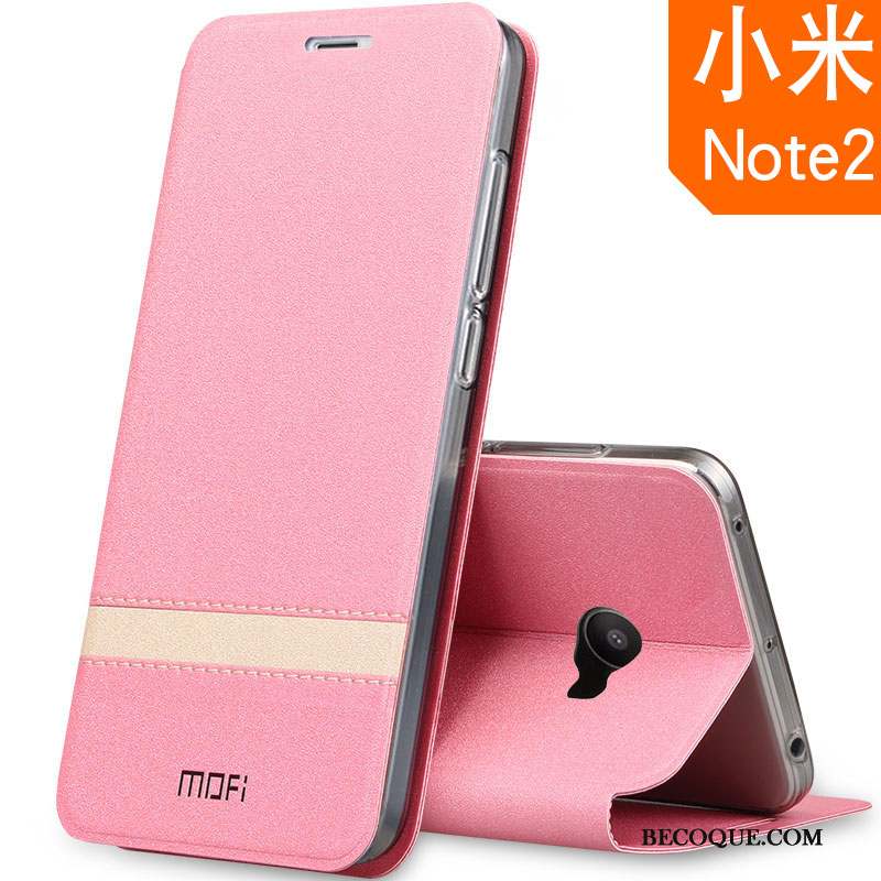 Mi Note 2 Coque Clamshell Protection Rose Étui En Cuir Silicone Incassable