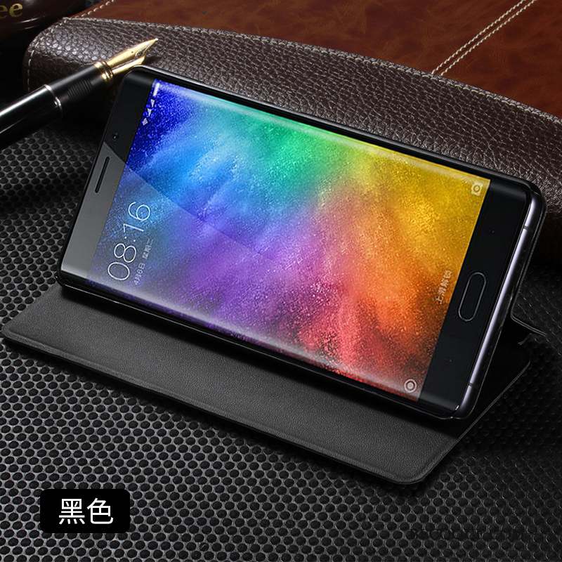 Mi Note 2 Coque Clamshell Tout Compris Petit Noir Protection Étui En Cuir