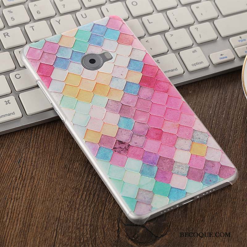 Mi Note 2 Coque Dessin Animé Protection Étui Délavé En Daim Multicolore Bordure