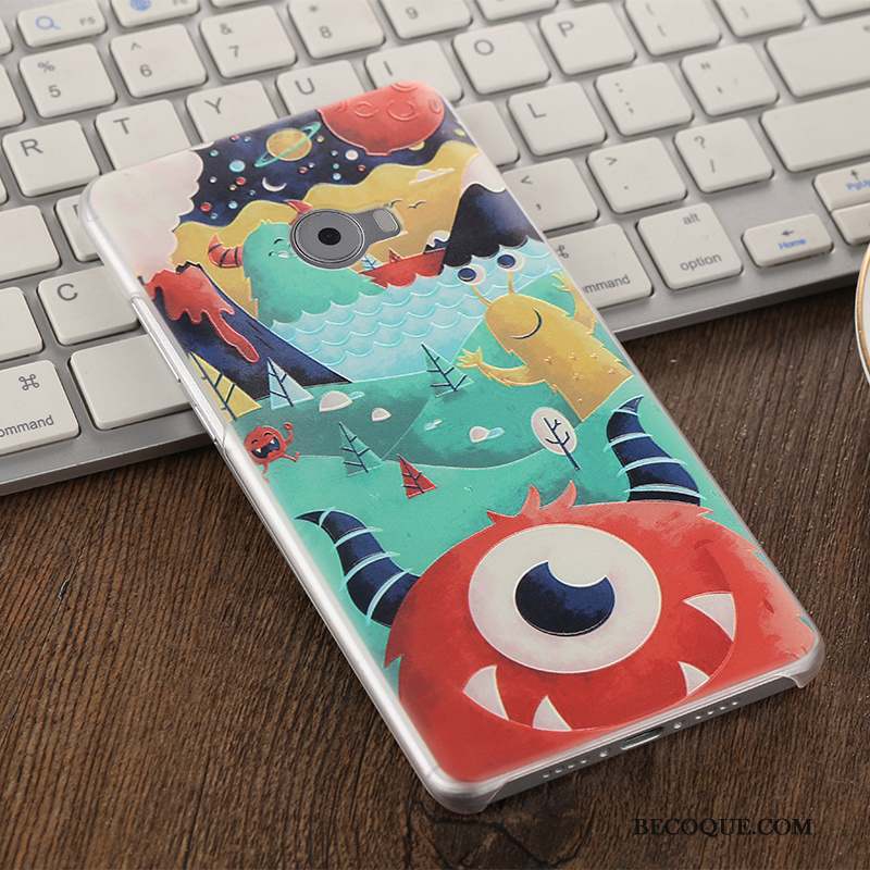 Mi Note 2 Coque Dessin Animé Protection Étui Délavé En Daim Multicolore Bordure